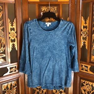 Style & Co 100% Cotton 3/4 Flare Sleeve Blouse